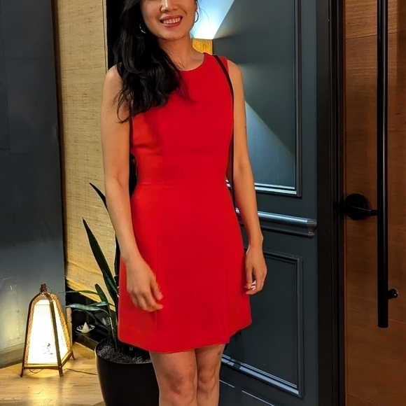 YL by Yair Vintage Sheath Cut out Bow Dress Red 6 retro mod preppy 90s 2000s - Picture 2 of 12